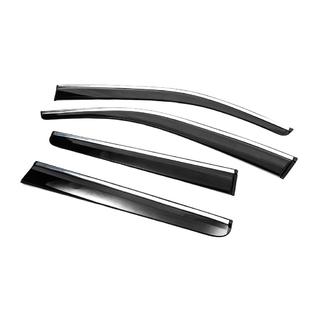 Okenné deflektory s chrómovou lištou (4 ks, Sunplex Chrome) Nissan Navara 2006–2015 fotografia 4