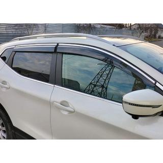 Okenné deflektory s chrómovou lištou (4 ks, Sunplex Chrome) Nissan Qashqai 2014–2021 fotografia 2