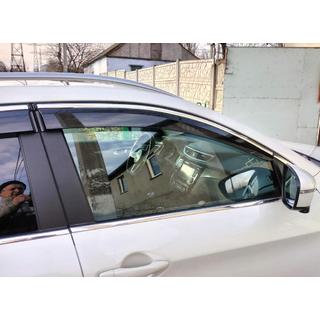 Okenné deflektory s chrómovou lištou (4 ks, Sunplex Chrome) Nissan Qashqai 2014–2021 fotografia 4