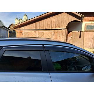 Okenné deflektory s chrómovou lištou a pásikom HB/SD (4 ks, Sunplex Chrome) Opel Astra J 2009–2015 fotografia 2