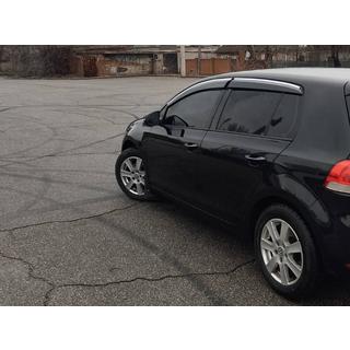 Okenné deflektory s chrómovou lištou (4 ks, Sunplex Chrome) Volkswagen Golf 5 2003–2009 fotografia 4
