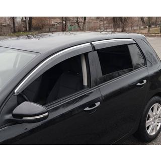 Okenné deflektory s chrómovou lištou HB (4 ks, Sunplex Chrome) Volkswagen Golf 6 2008–2014 fotografia 1