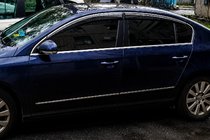 Volkswagen Passat B6 2006–2012 Okenné deflektory s chrómovou lištou (4 ks, Sunplex Chrome) fotografia 6