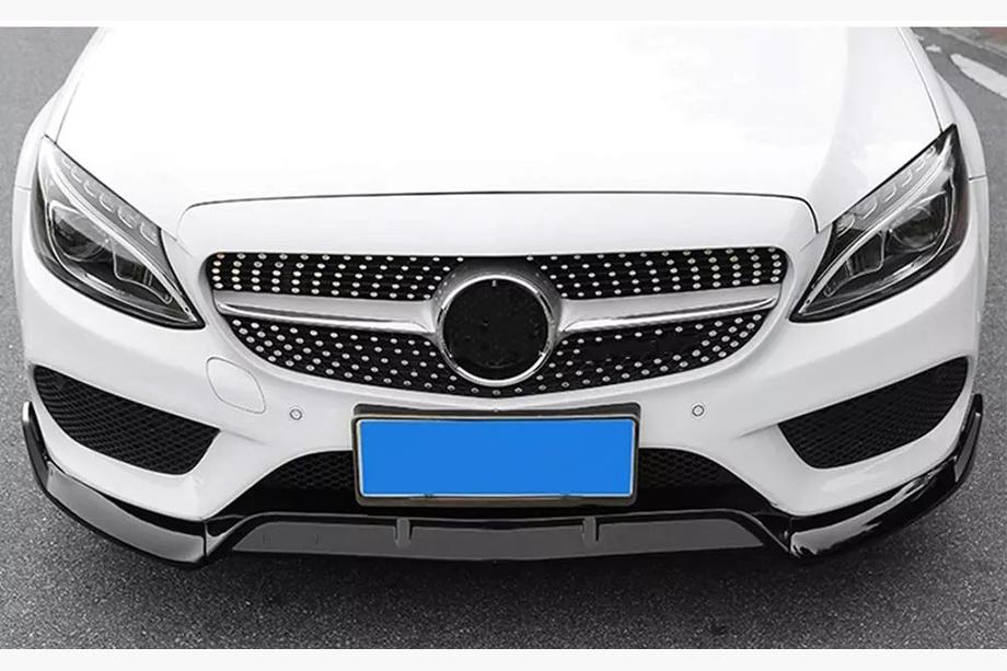 Mercedes C-class W205 2014–2021 Predný lip spojler nárazníka V2 1234 Upgrade (čierny, 2014-2018) Image