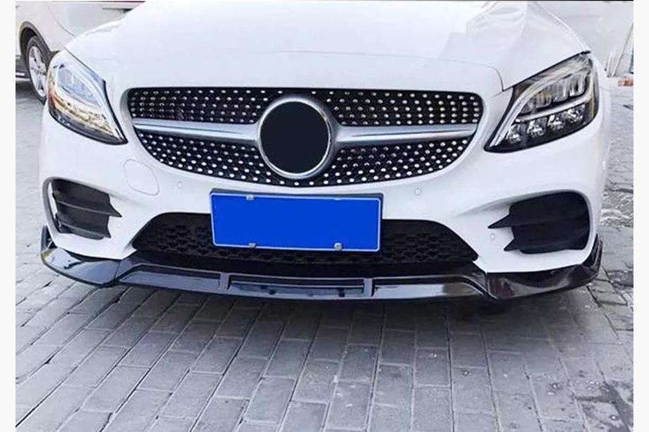 Mercedes C-class W205 2014–2021 Predný lip spoiler na nárazník V2 1234 Upgrade (čierny, 2018-2021) Fotografia 3