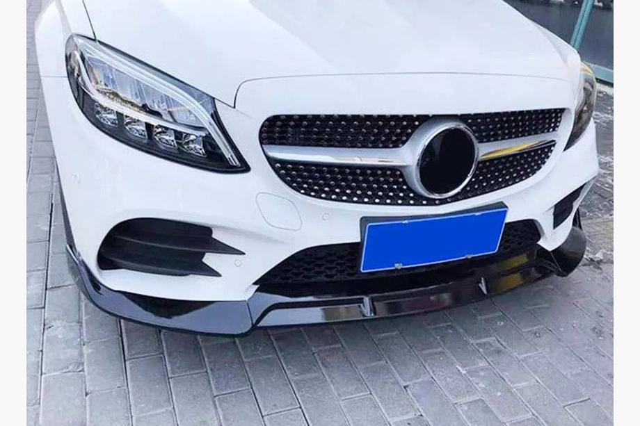Mercedes C-class W205 2014–2021 Predný lip spoiler na nárazník V2 1234 Upgrade (čierny, 2018-2021) Fotografia 1
