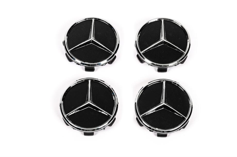 Mercedes-Benz Krytky na disky 71/75 mm bez krúžku (4 ks, čierne V1) Image