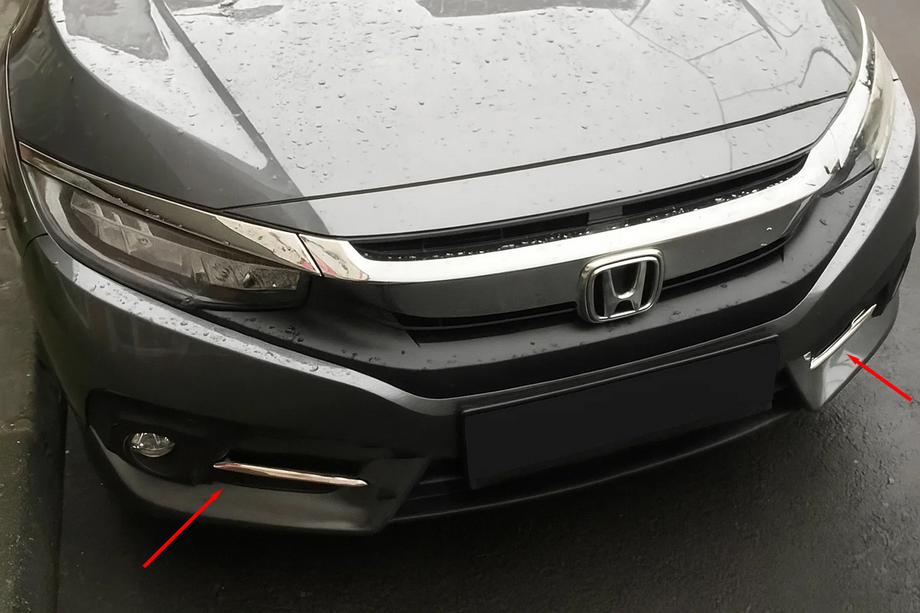 Honda Civic Sedan X 2016–2021 Nerezové kryty hmloviek Carmos (2 ks) Image