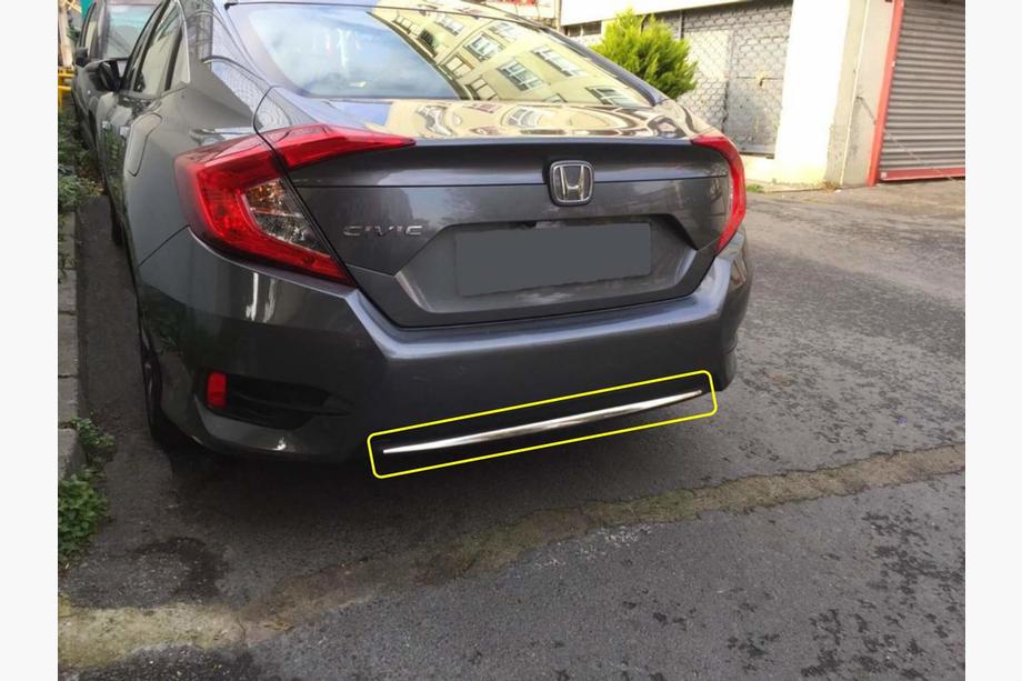 Honda Civic Sedan X 2016–2021 Nerezová lišta na hranu zadného nárazníka Image