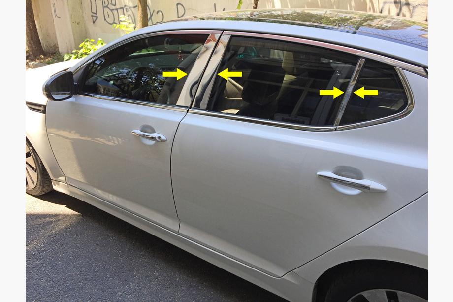 Kia Optima 2010–2016 Lišty stĺpikov dverí (6 ks, nerez) Image