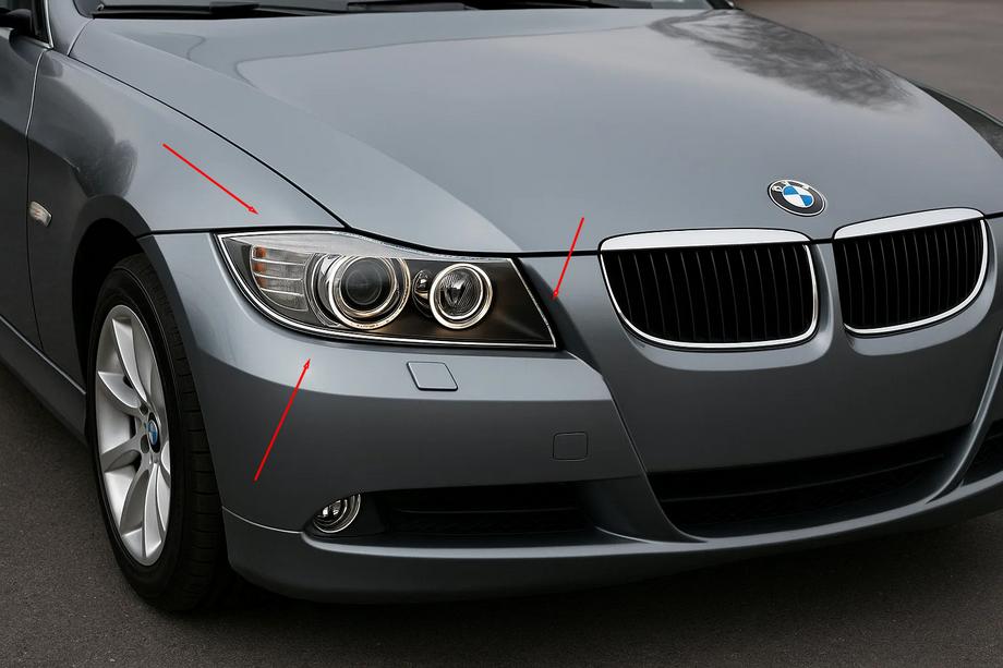 BMW 3 rad E90/E91 2005–2011 Nadstavce na svetlomety (2 ks, plast) Image