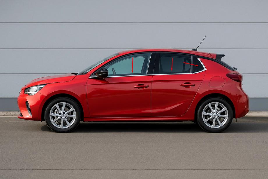 Opel Corsa F 2019– Spodné okenné lišty (6 ks, nerez) Fotografia 1