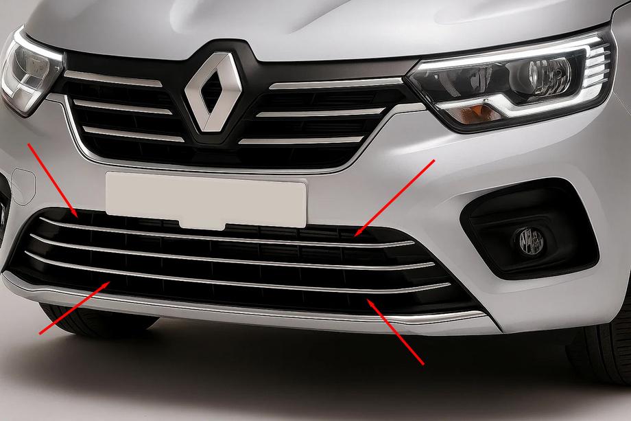 Renault Kangoo/Express 2021– Nerezové lišty na mriežku nárazníka (3 ks) Image