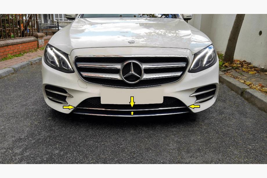 Mercedes Trieda E W213 2016–2023 Chrómová lišta na predný nárazník 2016-2020 (nerez) Image