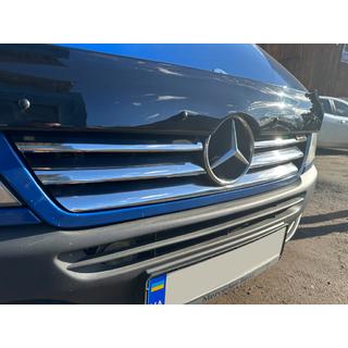 Široké nerezové lišty na prednú masku (2002-2006, 6 dielov) Mercedes Sprinter W901/902/903/904/905 1995–2006 fotografia 1